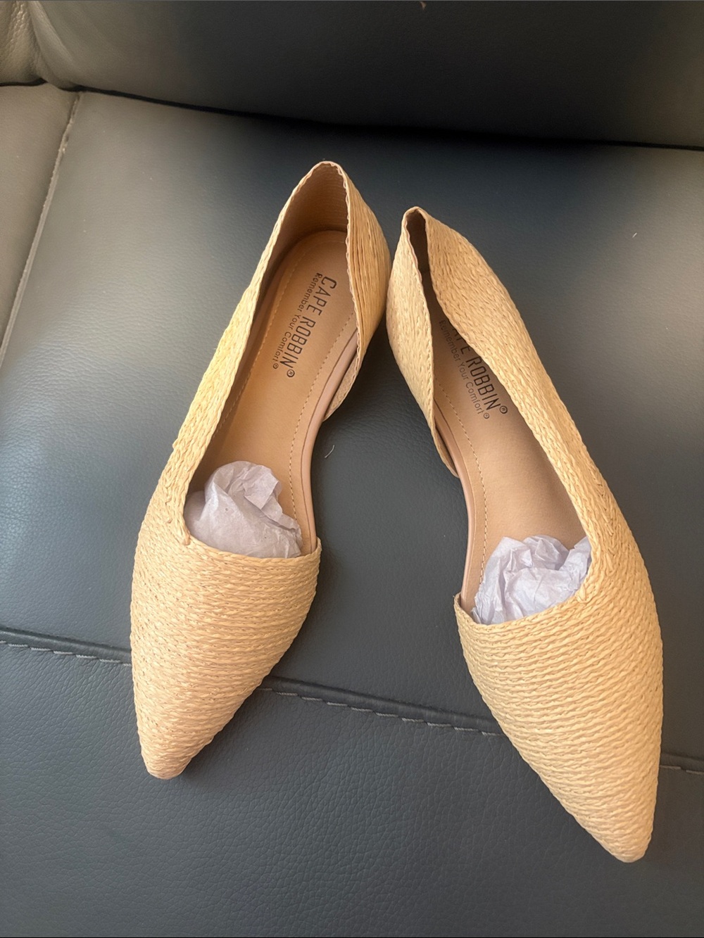 Cape Robbin Beige Woven Pointed-Toe Flats